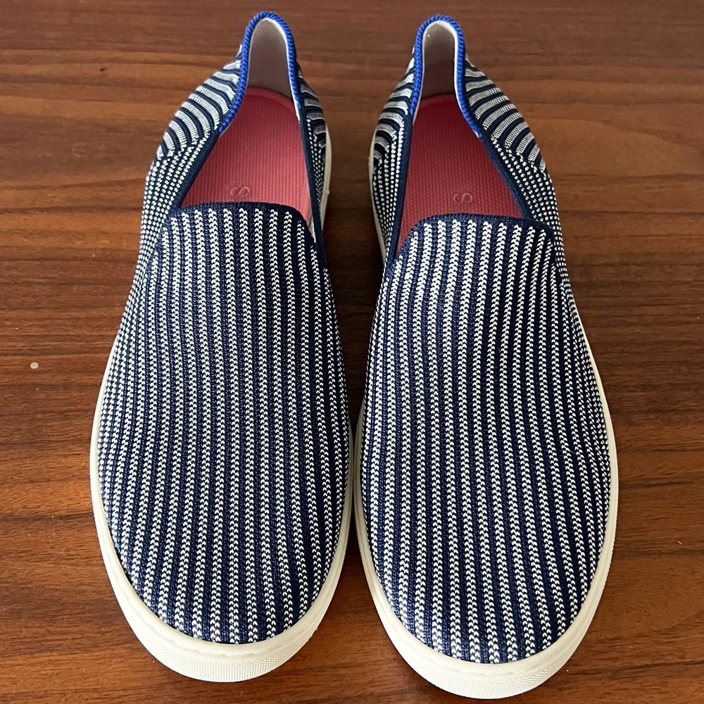 Rothy's Women's Slip-On Sneakers Navy White Knit Size 11 Casual Shoes - Picture 6 of 7